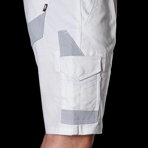 BAD ATTITUDE™ SLIM FIT WHITE PAINTERS WORK SHORTS