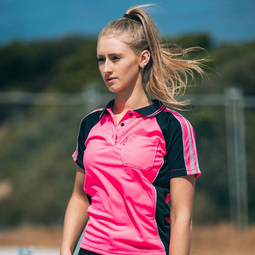 BAD® WOMEN'S PINK HI-VIS POLO SHIRT