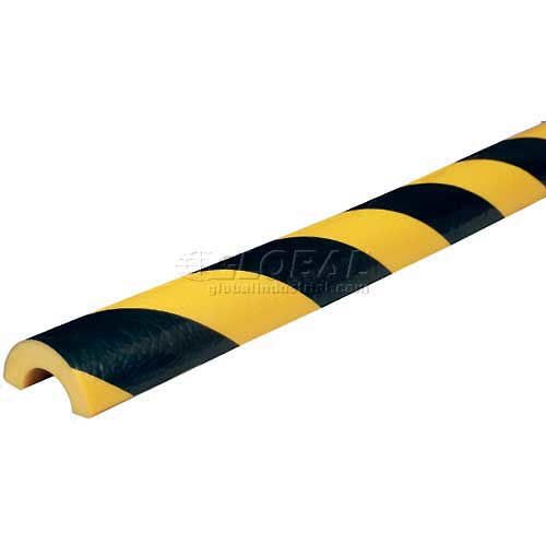 Knuffi Pipe Bumper Guard, Type R30, 196-3/4"L x 2"W x 1"H, Black & Yellow, 60-6792