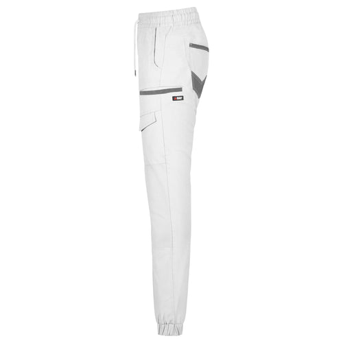 BAD SAVIOUR™ CUFFED ELASTIC WAIST WHITE PAINTERS WORK PANTS