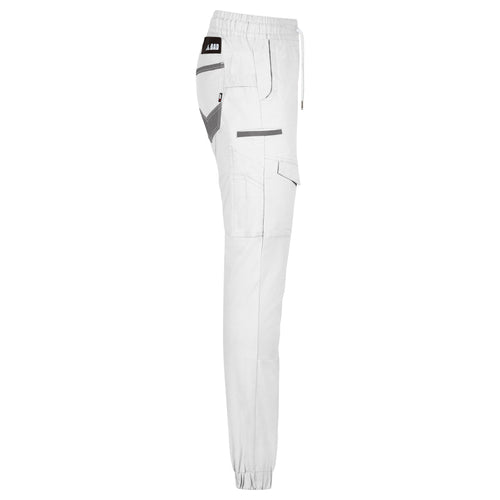 BAD SAVIOUR™ CUFFED ELASTIC WAIST WHITE PAINTERS WORK PANTS