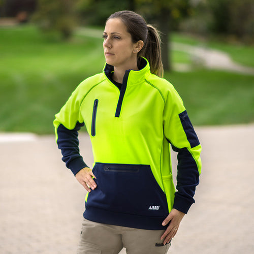 BAD® WATERPROOF HI-VIS FLEECE 1/4 ZIP SWEATER