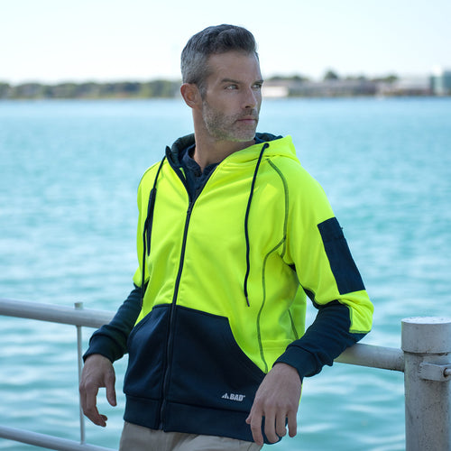 BAD® WATERPROOF HI-VIS FULL-ZIP FLEECE HOODIE