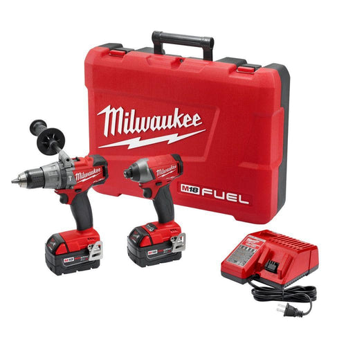 Milwaukee 2897-22 M18 18V FUEL Hammer Drill / Impact Driver 2-Tool Cordless Combo Kit (5 Ah)